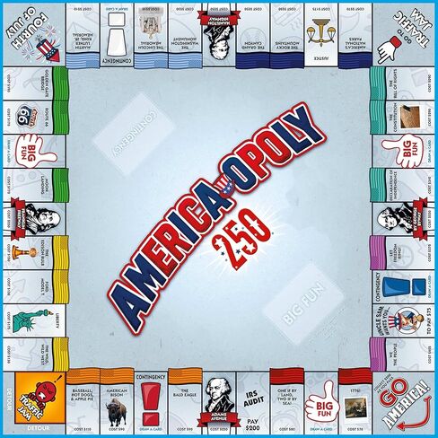 لعبة Late for the Sky America-Opoly 250th Board للعائلات، 2-6 لاعبين، للأعمار من 8 سنوات فما فوق، احتفالًا بالذكرى المئوية الأمريكية العظيمة! in Kuwait