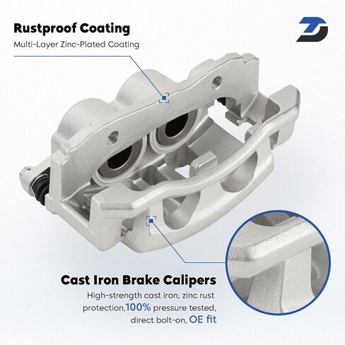 Front Disc Brake Caliper Assembly with Bracket Fit for 2003-2011 Ford Crown Victoria, 2003-2011 Mercury Grand Marquis, 2003-2011 Lincoln Town Car, 2003-2004 Mercury Marauder, Replaces 18B4840 18B4841 in Kuwait