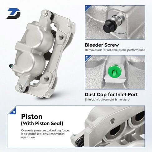 Front Disc Brake Caliper Assembly with Bracket Fit for 2003-2011 Ford Crown Victoria, 2003-2011 Mercury Grand Marquis, 2003-2011 Lincoln Town Car, 2003-2004 Mercury Marauder, Replaces 18B4840 18B4841 in Kuwait