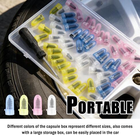 Turcee New 60PCS Car Screw in Tire Plugs,Self-Service Tire Repair Rubber Nail Kit Includes Screwdriver,Emergency Car Rubber Screw Tires Plugs for Tubeless Vacuum Tires in Saudi Arabia
