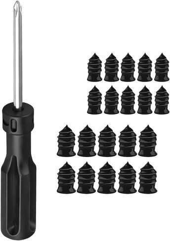 20PCS Car Tire Repair Nails Kit, 2 Sizes Self-Service Rubber Vacuum Tyre Screw in Plug with Screwdriver and Box, Spiral Automotive Fast Tire Repair Screw, Universal for Vehicles in Saudi Arabia