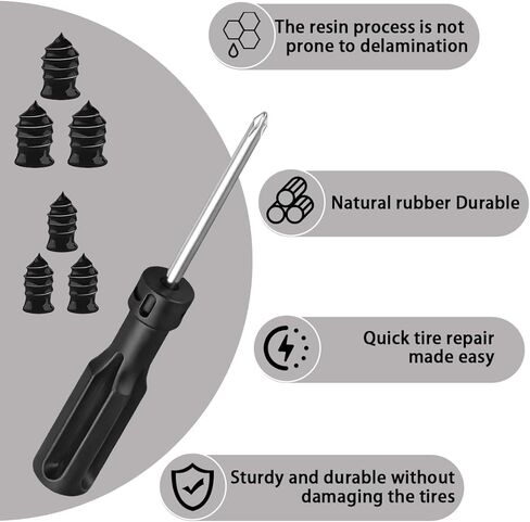 20PCS Car Tire Repair Nails Kit, 2 Sizes Self-Service Rubber Vacuum Tyre Screw in Plug with Screwdriver and Box, Spiral Automotive Fast Tire Repair Screw, Universal for Vehicles in Saudi Arabia