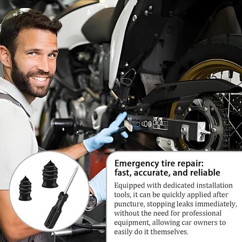 20PCS Car Tire Repair Nails Kit, 2 Sizes Self-Service Rubber Vacuum Tyre Screw in Plug with Screwdriver and Box, Spiral Automotive Fast Tire Repair Screw, Universal for Vehicles in Saudi Arabia