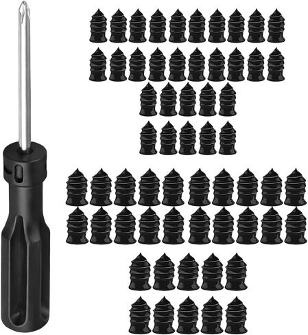 20PCS Car Tire Repair Nails Kit, 2 Sizes Self-Service Rubber Vacuum Tyre Screw in Plug with Screwdriver and Box, Spiral Automotive Fast Tire Repair Screw, Universal for Vehicles in Saudi Arabia