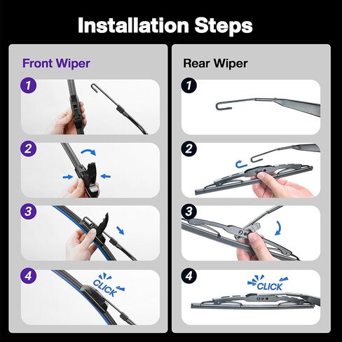 24"+18" Windshield Wipers with 13 Inch Rear Wiper Blade Replacement for Chevy Equinox 2018-2021 Original Factory Quality-J Hook Wipers(Pack of 3) in Saudi Arabia