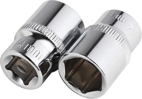 4-Piece 14mm Socket Set, 3/8-Inch Drive, 6-Point, Deep *2 & Shallow *2 Sockets, Corrosion Resistance, Compatible with Standard Ratchet Wrenches and Tools in Saudi Arabia