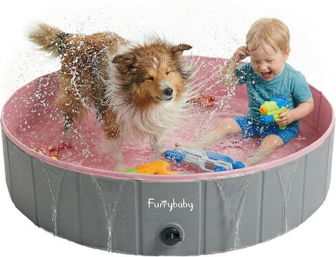 Furrybaby Dog Pool, Foldable Dog Pools for Large Dogs Portable Pet Pool Kiddie Pool Doggie Wading Pool Dog Swimming Pool(Green 32'') Indoor and Outdoor in Saudi Arabia