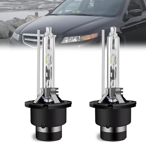 المصابيح الأمامية متوافقة مع Acura TL 2004-2006، D2S مصابيح زينون HID عالية الشعاع المنخفض + 9006 مصابيح ضباب، فائقة السطوع 6000K أبيض، التوصيل والتشغيل، حزمة من 4 in Kuwait
