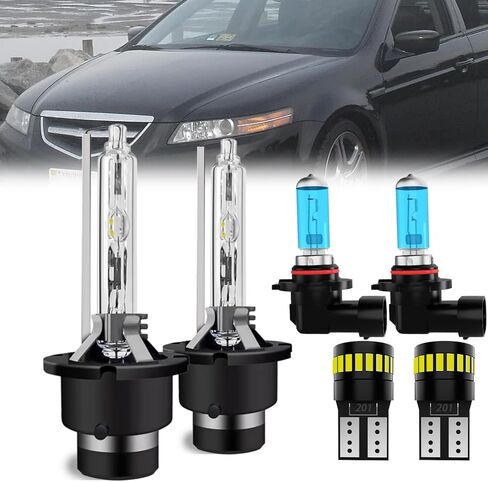 Headlight Bulbs Compatible With Acura TL 2004-2006, D2S High Low Beam Xenon HID Bulbs +9006 Fog Lights, Super Bright 6000K White, Plug and Play, Pack of 4 in Saudi Arabia