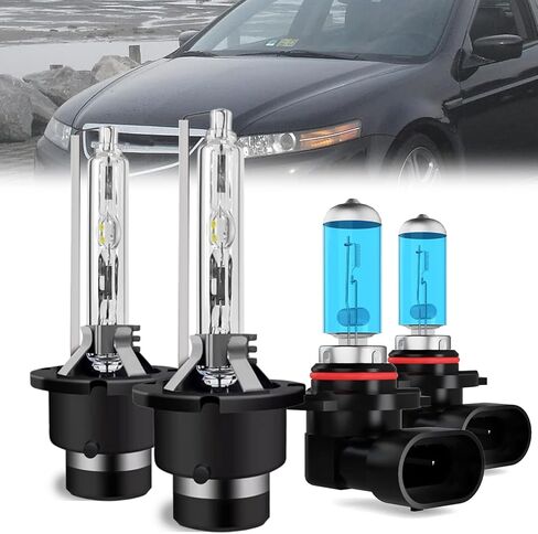 Headlight Bulbs Compatible With Acura TL 2004-2006, D2S High Low Beam Xenon HID Bulbs +9006 Fog Lights, Super Bright 6000K White, Plug and Play, Pack of 4 in Saudi Arabia