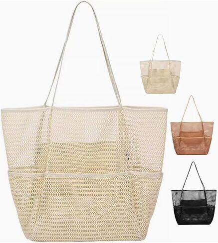 Beach Bags for Women,Mesh Tote Bag for Women Pool Bag Travel Family Bag in Saudi Arabia