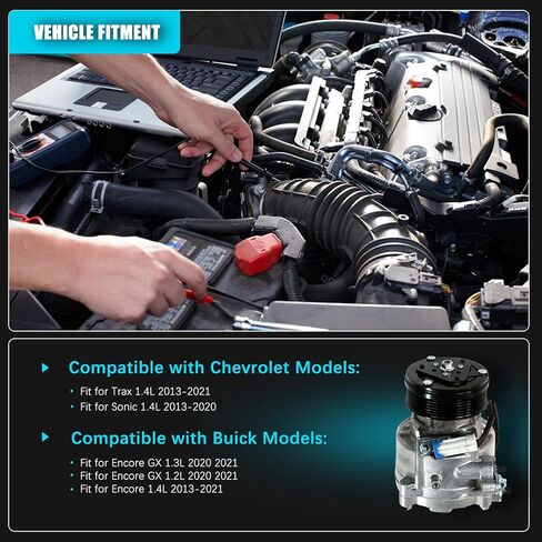 مكيف هواء ضاغط تيار متردد مع قابض مناسب لسيارة شيفروليه تراكس 2013-2021 سونيك 1.4L 2013-2020 مناسب لسيارة Buick Encore GX 1.2L 1.3L 2020 2021 Encore 1.4L 2013-2021 97495 CO 22301C CO 22301Z in Kuwait