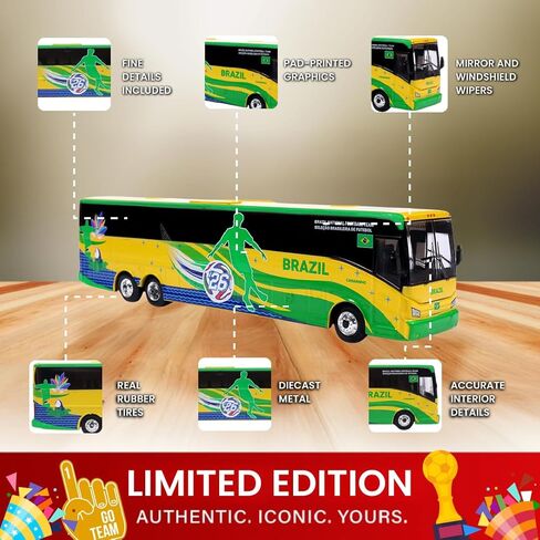 النسخ المتماثلة المميزة مدرب Van Hool CX-45: منتخب البرازيل لكأس العالم 1:87 (HO) نموذج حافلة مصبوبة in Kuwait