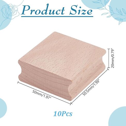 10Pcs Wooden Stamp Block 2x2 Inch Blank Wood Rubber Stamp Mount Hard Wood Blocks Wooden Rubber Stamps Handle Laser Engraver Accessories for DIY Crafting Card Making Scrapbooking in Kuwait