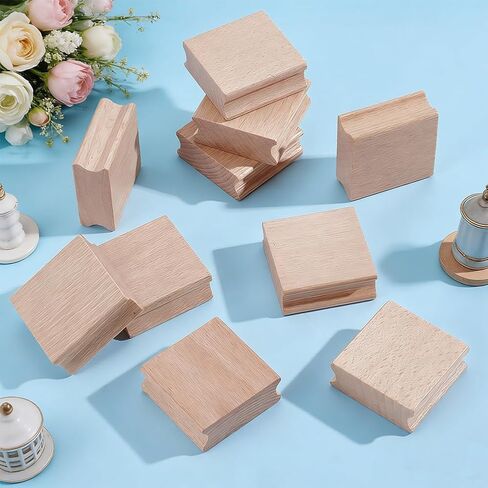 10Pcs Wooden Stamp Block 2x2 Inch Blank Wood Rubber Stamp Mount Hard Wood Blocks Wooden Rubber Stamps Handle Laser Engraver Accessories for DIY Crafting Card Making Scrapbooking in Kuwait