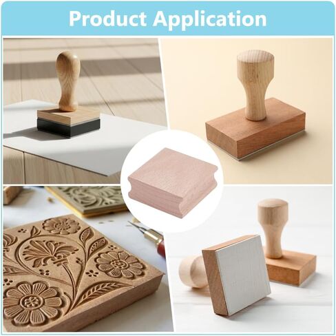 10Pcs Wooden Stamp Block 2x2 Inch Blank Wood Rubber Stamp Mount Hard Wood Blocks Wooden Rubber Stamps Handle Laser Engraver Accessories for DIY Crafting Card Making Scrapbooking in Kuwait