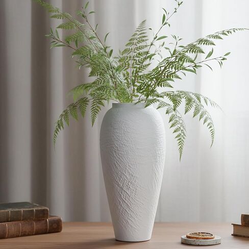 Vintage Ceramic Vase, Minimalist Texture Stone Patterned White Flower Vase, Decorative Vase for Living Room Shelf Farmhouse Dining Table Centerpiece Decor (White Texture 7.9'') in Saudi Arabia