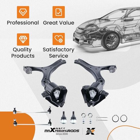 طقم تعليق أمامي 6 قطع من maxpeedingrods لسيارة Honda Accord 2013-2017، ذراع تحكم أمامي سفلي مع وصلات نهاية قضيب مفصل كروي سفلي، K642509 K642517 in Kuwait