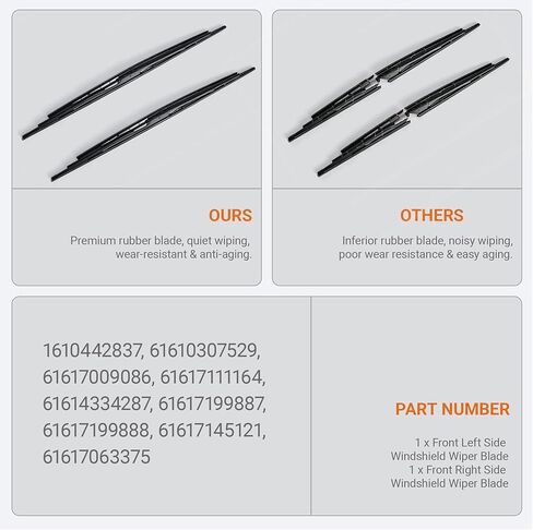 Front Windshield Wiper Blades Compatible with BMW E65 745i 750i 760i Left & Right Side in Saudi Arabia
