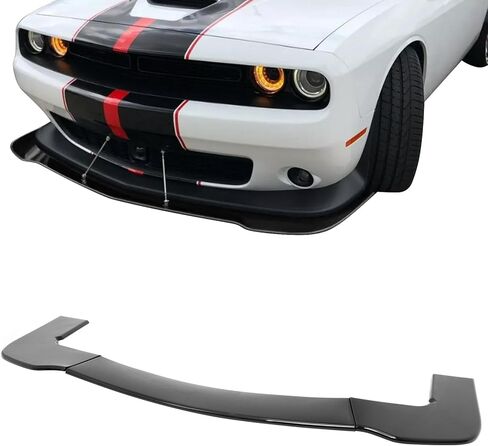 IKON MOTORSPORTS الشفة الأمامية الممتصة للصدمات، متوافقة مع 2015-2023 دودج تشالنجر SRT هيلكات، أسود لامع PP بولي بروبيلين إضافة إلى سد الهواء وفاصل حامي الذقن 3 قطع in Kuwait
