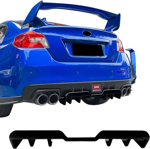 شفة ممتصة للصدمات الخلفية من IKON MOTORSPORTS، متوافقة مع 2015-2021 Subaru WRX & WRX STI، طراز HT، أسود لامع ABS زعنفة القرش الخلفية السفلية سبويلر هوائي سد الذقن فاصل الستارة قطعة واحدة in Kuwait