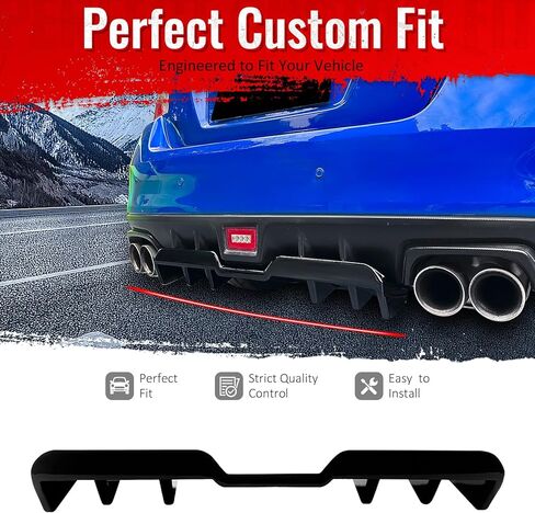 شفة ممتصة للصدمات الخلفية من IKON MOTORSPORTS، متوافقة مع 2015-2021 Subaru WRX & WRX STI، طراز HT، أسود لامع ABS زعنفة القرش الخلفية السفلية سبويلر هوائي سد الذقن فاصل الستارة قطعة واحدة in Kuwait