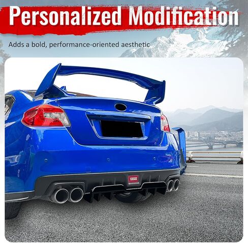 شفة ممتصة للصدمات الخلفية من IKON MOTORSPORTS، متوافقة مع 2015-2021 Subaru WRX & WRX STI، طراز HT، أسود لامع ABS زعنفة القرش الخلفية السفلية سبويلر هوائي سد الذقن فاصل الستارة قطعة واحدة in Kuwait