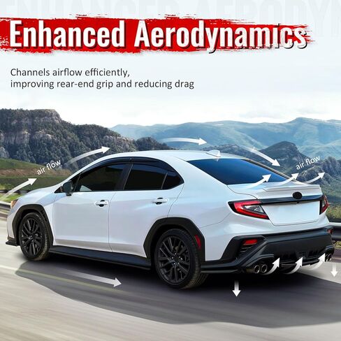 شفة ممتصة للصدمات الخلفية من IKON MOTORSPORTS، متوافقة مع 2015-2021 Subaru WRX & WRX STI، طراز HT، أسود لامع ABS زعنفة القرش الخلفية السفلية سبويلر هوائي سد الذقن فاصل الستارة قطعة واحدة in Kuwait
