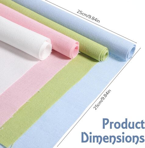 Linen Fabric, 8 Pcs Solid Color Needlework Embroidery Fabric Squares 10x10inch Embroidery Cloth Cross Stitch Fabrics for Garment Craft, Needle-Embroidery, DIY Decoration, Cross Stitch in Kuwait