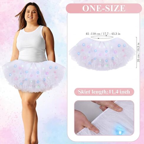 Shihanee Plus Size LED Tutu Skirts Light up Tutus 5 Layered Neon Ballet Dance Skirt for Women 80's Party Costume Glitter in Saudi Arabia