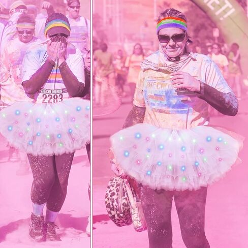 Shihanee Plus Size LED Tutu Skirts Light up Tutus 5 Layered Neon Ballet Dance Skirt for Women 80's Party Costume Glitter in Saudi Arabia