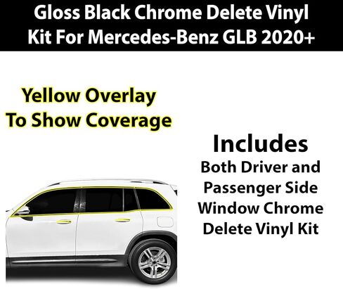 تصميمات BOGAR TECH لسيارة Mercedes-Benz GLB 2020-2026 حذف الكروم للنافذة الجانبية - طبقة خارجية من الفينيل مقطوعة مسبقًا، مظهر تعتيم أسود لامع in Kuwait