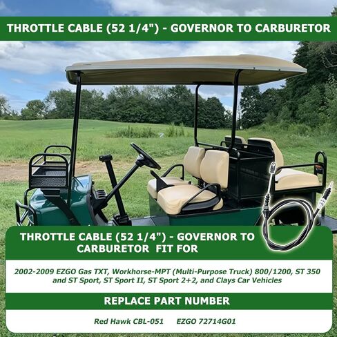 72714-G01 Throttle Cable (52 1/4") - Governor to Carburetor Replace for EZGO Gas Golf Carts 2002-2009 in Saudi Arabia