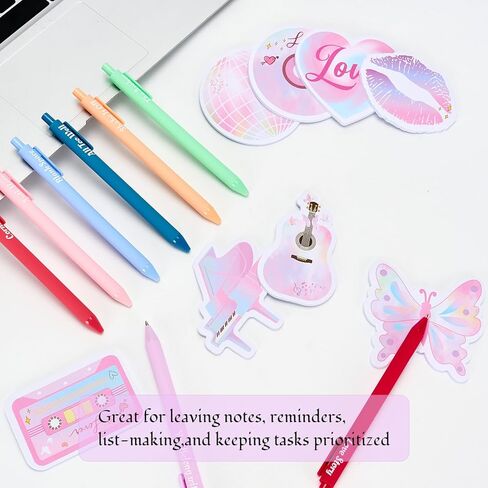12 Set Singer Sticky Notes with Cute Music-Inspired Gel Pens, Era’s Singer Self Stick Notes Memo Pads for Home School Birthday Party Favors Gifts Office Supplies for Music Fans in Saudi Arabia