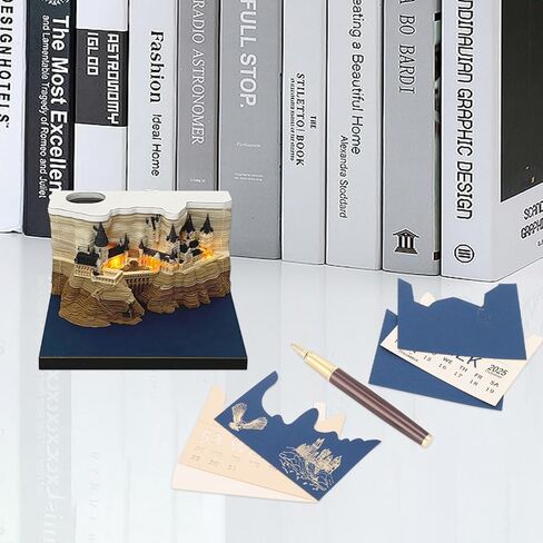 3D Calendar 2026 3D Memo Pad Hand Torn Construction Paper Sculpture Artwork,Exquisite Creative Non-Stick Sticky Note DIY Post Notes, Cards for Office Home Gifts Ornaments in Saudi Arabia