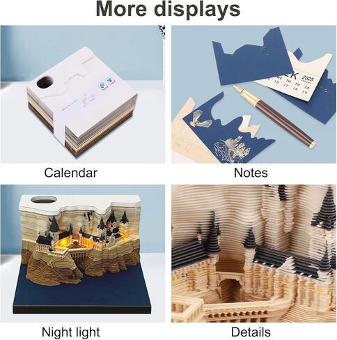 3D Calendar 2026 3D Memo Pad Hand Torn Construction Paper Sculpture Artwork,Exquisite Creative Non-Stick Sticky Note DIY Post Notes, Cards for Office Home Gifts Ornaments in Saudi Arabia