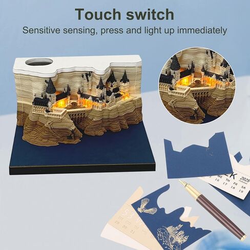 3D Calendar 2026 3D Memo Pad Hand Torn Construction Paper Sculpture Artwork,Exquisite Creative Non-Stick Sticky Note DIY Post Notes, Cards for Office Home Gifts Ornaments in Saudi Arabia
