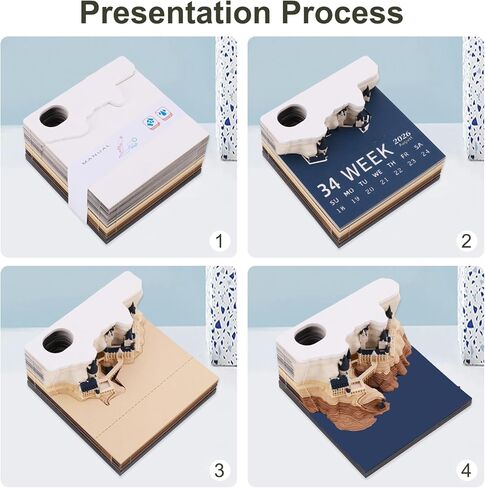 3D Calendar 2026 3D Memo Pad Hand Torn Construction Paper Sculpture Artwork,Exquisite Creative Non-Stick Sticky Note DIY Post Notes, Cards for Office Home Gifts Ornaments in Saudi Arabia