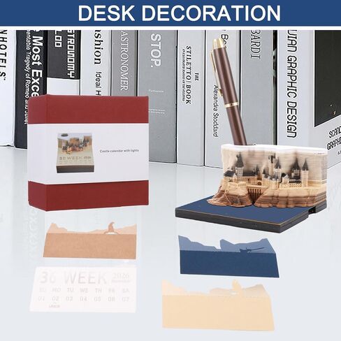 3D Calendar 2026 3D Memo Pad Hand Torn Construction Paper Sculpture Artwork,Exquisite Creative Non-Stick Sticky Note DIY Post Notes, Cards for Office Home Gifts Ornaments in Saudi Arabia
