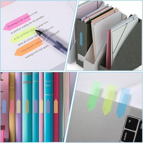 1200Pcs Sticky Tabs, Fluorescent Translucent Stickys Note Flags Page Markers Sticky Tab,Page Marking Annotation Tabs for Annotating Books in Kuwait