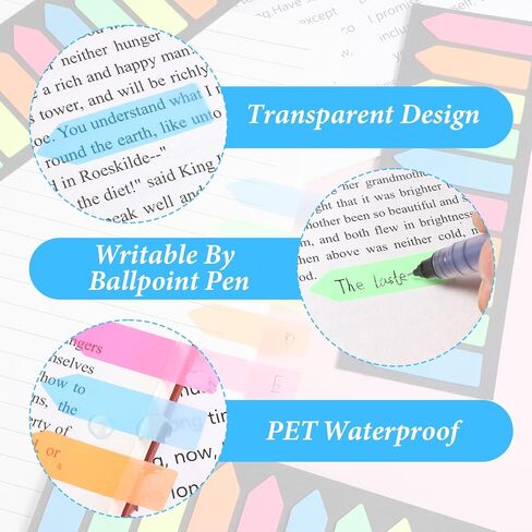 1200Pcs Sticky Tabs, Fluorescent Translucent Stickys Note Flags Page Markers Sticky Tab,Page Marking Annotation Tabs for Annotating Books in Kuwait