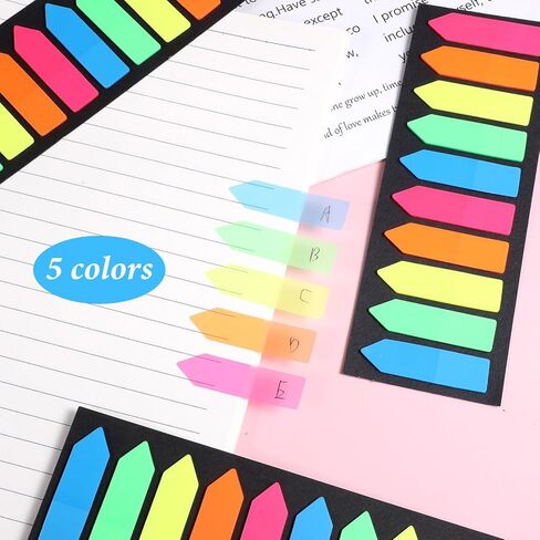 1200Pcs Sticky Tabs, Fluorescent Translucent Stickys Note Flags Page Markers Sticky Tab,Page Marking Annotation Tabs for Annotating Books in Kuwait