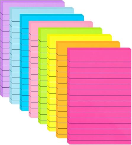 (8 Pads) Lined Sticky Notes 4x6 in Post, 8 Colors Self Sticky Notes Pad Its, Bright Post Stickies Colorful Big Rectangular Sticky Notes Ruled Stickies for Office, Home, School, Meeting, 45 Sheets/pad in Saudi Arabia