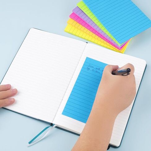 (8 Pads) Lined Sticky Notes 4x6 in Post, 8 Colors Self Sticky Notes Pad Its, Bright Post Stickies Colorful Big Rectangular Sticky Notes Ruled Stickies for Office, Home, School, Meeting, 45 Sheets/pad in Saudi Arabia