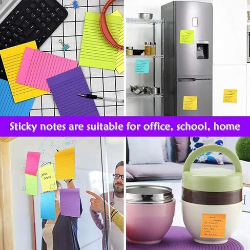 (8 Pads) Lined Sticky Notes 4x6 in Post, 8 Colors Self Sticky Notes Pad Its, Bright Post Stickies Colorful Big Rectangular Sticky Notes Ruled Stickies for Office, Home, School, Meeting, 45 Sheets/pad in Saudi Arabia