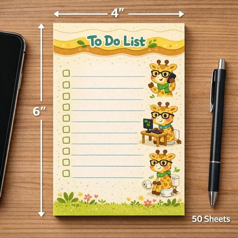Giraffe Gifts – 4x6 Sticky Notes, 50 Sheets Notepad with Cute Giraffes, Birthday Gifts for Men, Women, Office Coworker, Friend in Saudi Arabia