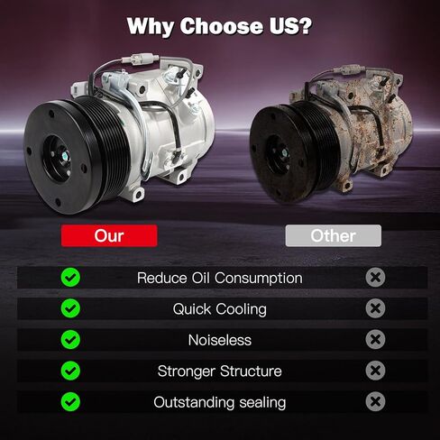 Cciyu التيار المتناوب مضخة الضاغط مناسبة لتويوتا تندرا 4.6L 5.7L 2007-2021 يستبدل ضاغط التيار المتردد للسيارة 157325 158325 in Kuwait