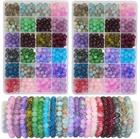 Gaspletu 7200PCS 6mm Glass Beads Bracelet Making Kit, 144 Colors Crystal Beads for Jewelry Making, 6 Box Round Beads Suitable for Beginners in Saudi Arabia