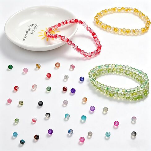 Gaspletu 7200PCS 6mm Glass Beads Bracelet Making Kit, 144 Colors Crystal Beads for Jewelry Making, 6 Box Round Beads Suitable for Beginners in Saudi Arabia