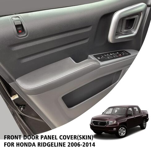 غطاء مسند ذراع للوحة الباب الأمامي KBH لسيارة Honda Ridgeline 2006 2007 2008 2009 2010 2011 2012 2013 2014، تنجيد من جلد البولي يوريثان، مضاد للخدش، رمادي in Kuwait